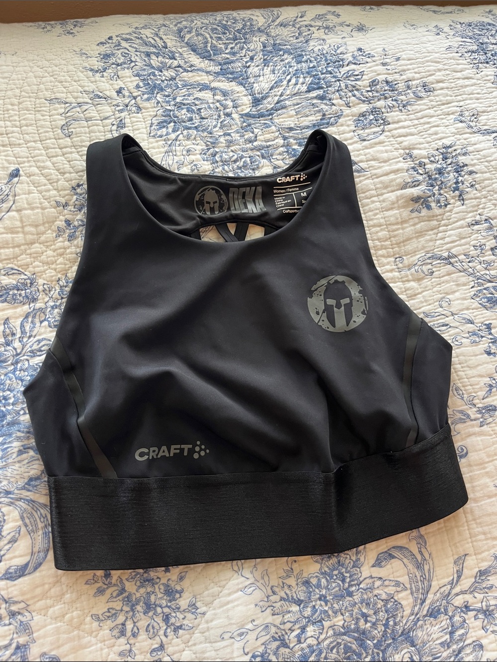 Craft Black Racerback Performance Sports Bra with Spartan Logo